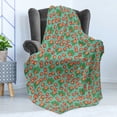 thumbnail image 4 of Spring Soft Flannel Fleece Throw Blanket, Cloudberry Branches Summer Season Flourish Eat Organic Wild Pattern, Cozy Plush for Indoor and Outdoor Use, 50" x 70", Paprika and Sea Green, by Ambesonne, 4 of 5
