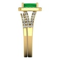 thumbnail image 3 of Clara Pucci 14K Yellow Gold 1.72 Simulated Emerald Engraveable Engagement Ring + Wedding Band Set, 3 of 7