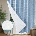 thumbnail image 6 of Blue Botanical Shower Curtain - Water Repellent Fabric Shower Curtains Washable, Farmhouse Modern Striped Leaf Decorative Polyester Cloth Bathroom Curtains Modern Bath Decor 72"x84", 6 of 8