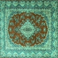 thumbnail image 1 of Ahgly Company Indoor Square Persian Turquoise Blue Traditional Area Rugs, 8' Square, 1 of 4