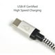 USB C to USB C Cable, 4 feet Long (1.21 Meters) Black and White Premium Cord, Braided Design, Compatible with powering - image 4 of 5