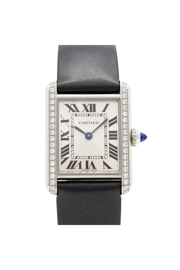Pre-Owned Cartier Tank Must SM Diamond Bezel W4TA0031 Silver Dial Women's Watch (Good)