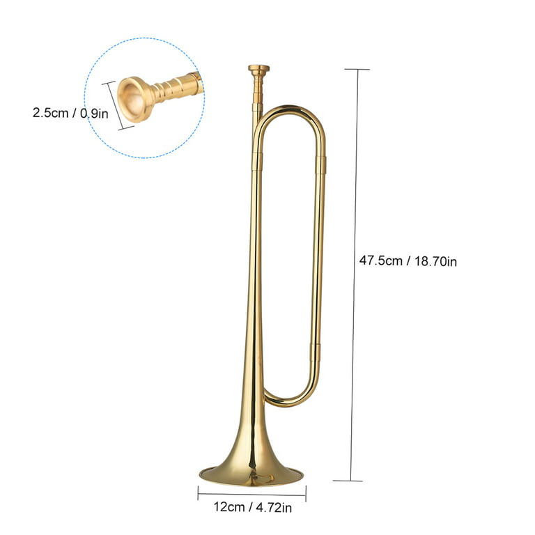 Eccomum Brass C Bugle Call Gold-Plated Trumpet Cavalry Horn with Mouthpiece  Musical Instrument for Beginners School Band Orchestra (18.7 Inch)