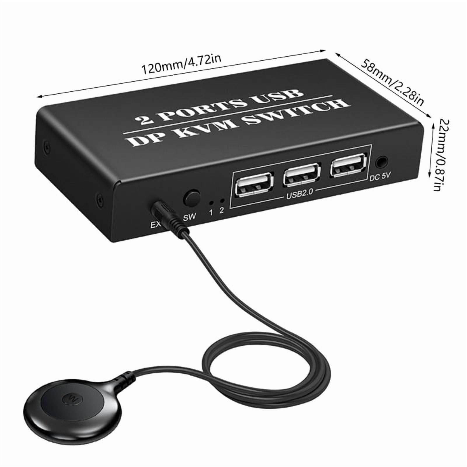 2 in 1 out DP KVM Switcher KVM Switcher 2 PC Computer Share 1 Set Keyboard Mouse Monitors Printer USB Drive
