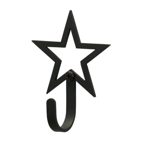 Village Wrought Iron  Open Star Wall Hook Extra Small - Black