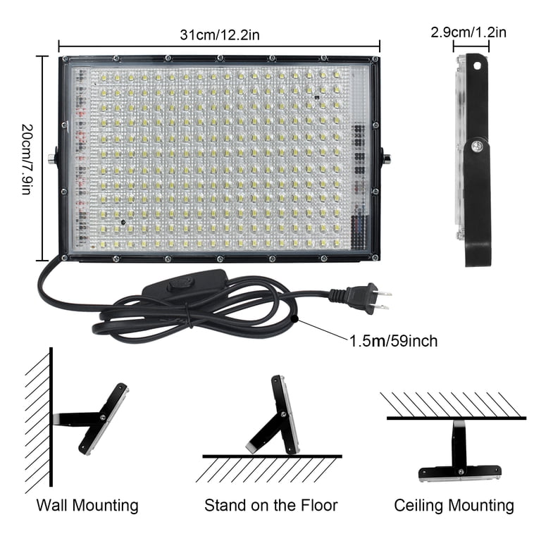 Cutever 10W-100W Equivalent LED Flood Light - Plug-in Outdoor Security Spotlight, IP65 Waterproof