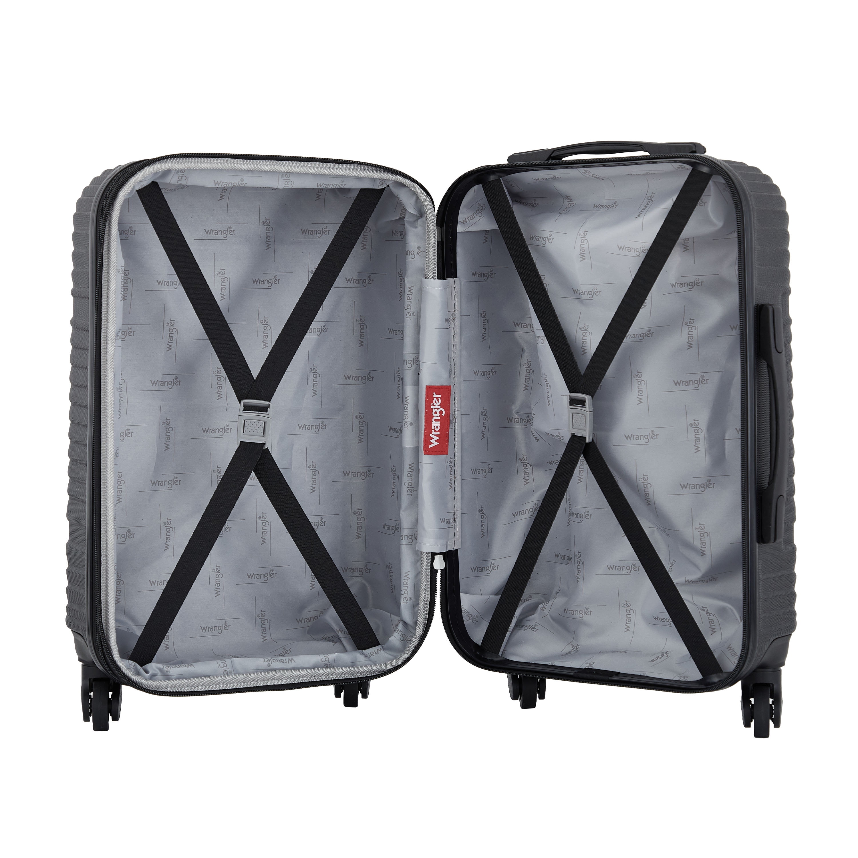 Wrangler 4 Piece Expandable Hard Side Spinner Luggage Set with Packing Cubes, Black