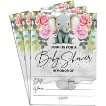 30 Pack Baby Elephant Baby Shower Invitations Cards Single Sided Neutral Blank Fill In Invites 5x7"