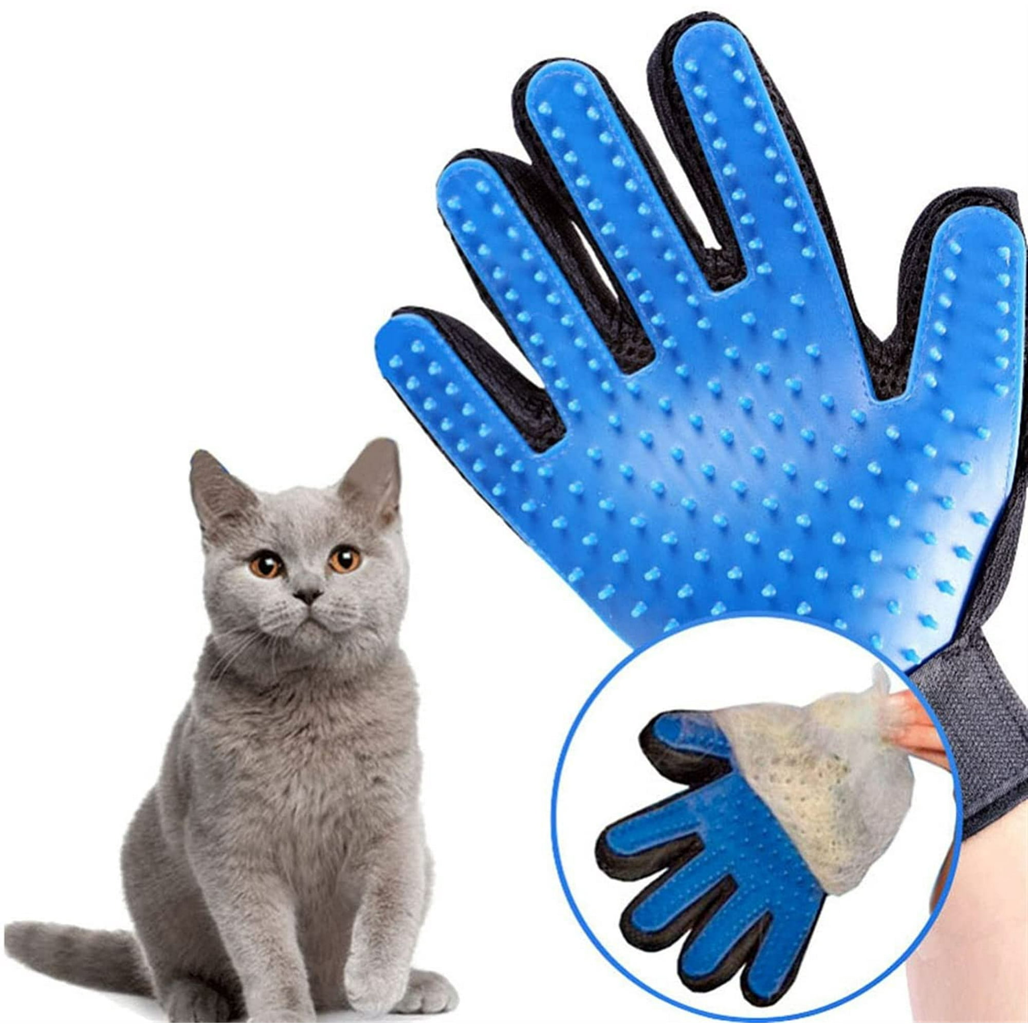 Pet Grooming Glove Cat Grooming Glove for Cats Wool Glove Pet Hair Deshedding Brush Comb Glove for Pet Dog Cleaning Massage Glove for Animal Color