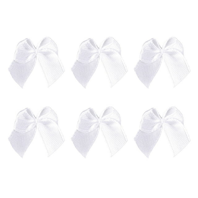 100pcs Ribbon Bows Flowers Handmade Hair Bows Accessories Materials Small Fresh Patterns Crafts Ornaments Gift Decor (White)