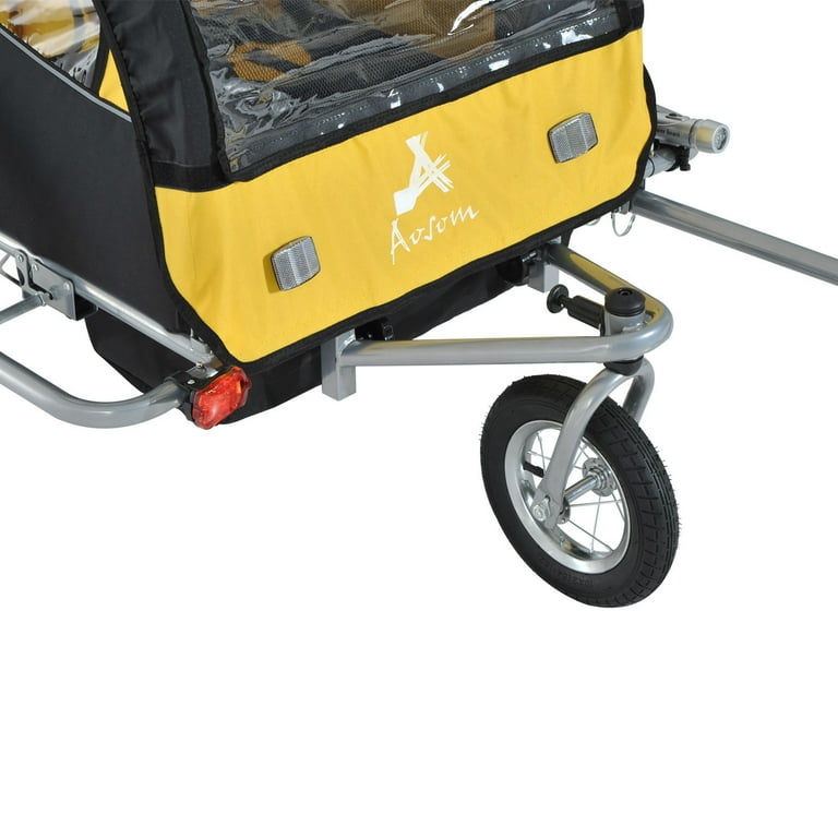 Elite Aosom Double Baby Bike Trailer Stroller Child Bicycle Jogger Swivel Wheel