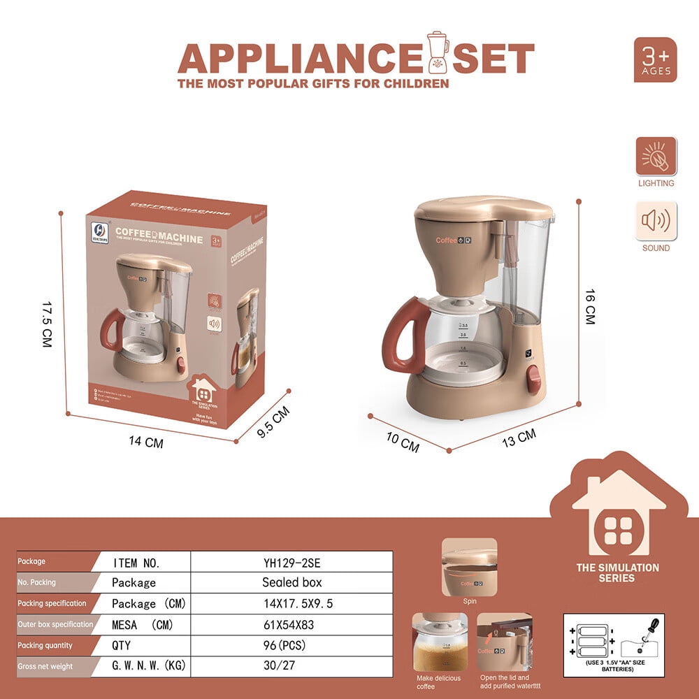 KLZO Kitchen Appliances Toy,Kids Kitchen Pretend Play Set with Coffee