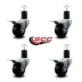 thumbnail image 2 of 3 Inch Soft Rubber Swivel 1-3/4 Inch Expanding Stem Caster Set Total Lock Brake, 2 of 2
