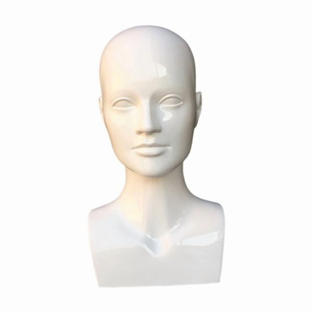 EHJRE Male Mannequin Head Stand with Shoulders, Multifunctional PVC Display for Wigs, Accessories, Glasses, Necklaces, Suitable for Salons, Home, Business Brigtht White
