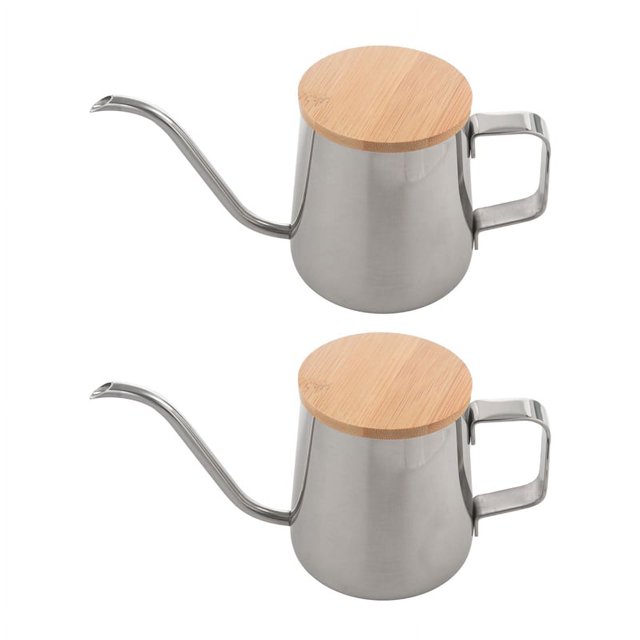 Cafetera de cuello de cisne de acero inoxidable con pico estrecho y largo, 2 unidades, 350 ml, para verter café