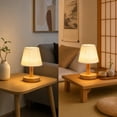 thumbnail image 4 of White Small Bedside Table Lamp 7.87 Inch, Eye Protection Warm Light Desk Lamp With Adjustable Brightness, Retro Vintage Fabric Shade Lamp for Bedroom Living Room Study Home Decor, 4 of 7