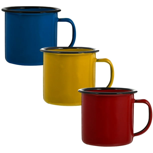 Tazas de esmalte coloridas de 3pcs tazas de esmalte de estilo simple copas de agua de mano para casa para casa