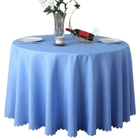 

2 Pack Round Tablecloth Solid Color Polyester Circle Table Protector Washable No Pilling Table Cover For Hotel Wedding Party Banquet Business-Sky Blue-2m