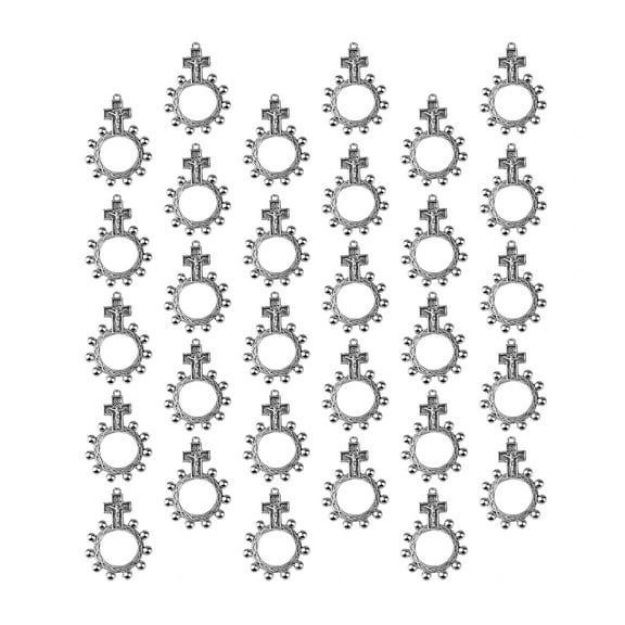 30Pcs Finger Rosary Rings Pocket Finger Rosaries Rosary Rings Crucifix For Prayer,Baby Showers Favor Baptisms Gift