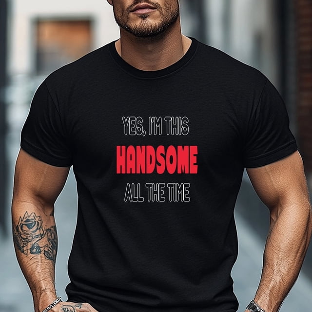 T-Shirt pour Homme, Décontracté et Relax, Simple et Propre, T-Shirt Graphique d'Été à Col Rond à Manches Courtes pour Homme « Oui, Je Suis Ce Beau Tout le Temps »,