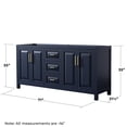 thumbnail image 4 of Wyndham Collection Daria 72" No Sink Wood Double Bathroom Vanity in Gold/Blue, 4 of 4