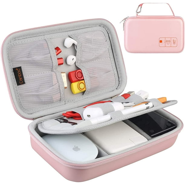 Hard Electronic Organizer Travel Case Electronics Accessories Cable Gadget  Wire Storage Bag Double Layer Shockproof Box for Charger, Cord, Flash  Drive, Apple Pencil, Power Bank, Rose Gold 