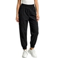 thumbnail image 2 of Hurxie Girls Cargo Pants Elastic Waist Wide Leg Jogger Pants Pockets Parachute Pants Y2K Trousers Black,5-6Years, 2 of 7