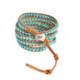 thumbnail image 4 of Trendy Turquoise Nude Leather Five Wrap Bracelet, 4 of 5