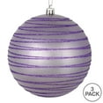 thumbnail image 3 of Vickerman 6" Lavender Candy Finish Ball Ornament with Glitter Lines, 3 per Bag, 3 of 3
