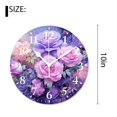 thumbnail image 2 of 10 Inch Wall Clock Battery Operated Silent Clock Decorative for Office, Kitchen, Outdoor, Living Room，Watercolor Purple Rose Flower Floral Flowers Leaves Branch Image, 2 of 4