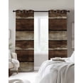 thumbnail image 4 of Brown Wooden Blackout Curtains for Bedroom Living Room Darkening Curtains 84 Inch Length 2 Panels Set Vintage Farmhouse Retro Art Window Curtain Insulated Window Treatment Grommet Drapes 42"x84", 4 of 9