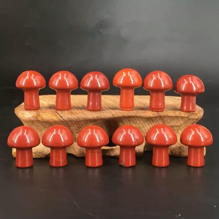 EOEMY Natural Gemstone Quartz Point Stone Crystal Carved Mini Mushroom Healing Decor-1Pc-Red Jasper Quartz EOEMY Natural Gemstone Quartz Point Stone Crystal Carved Mini Mushroom Healing Decor-1Pc-Red Jasper Quartz