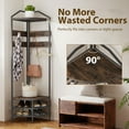 thumbnail image 4 of SSLZ Rack Rustic Brown Corner Hall Tree, Industrial 4-Tier Coat with Shoe Storage, 8 Movable Hooks and 2 Shelves for Hallway,, 4 of 6