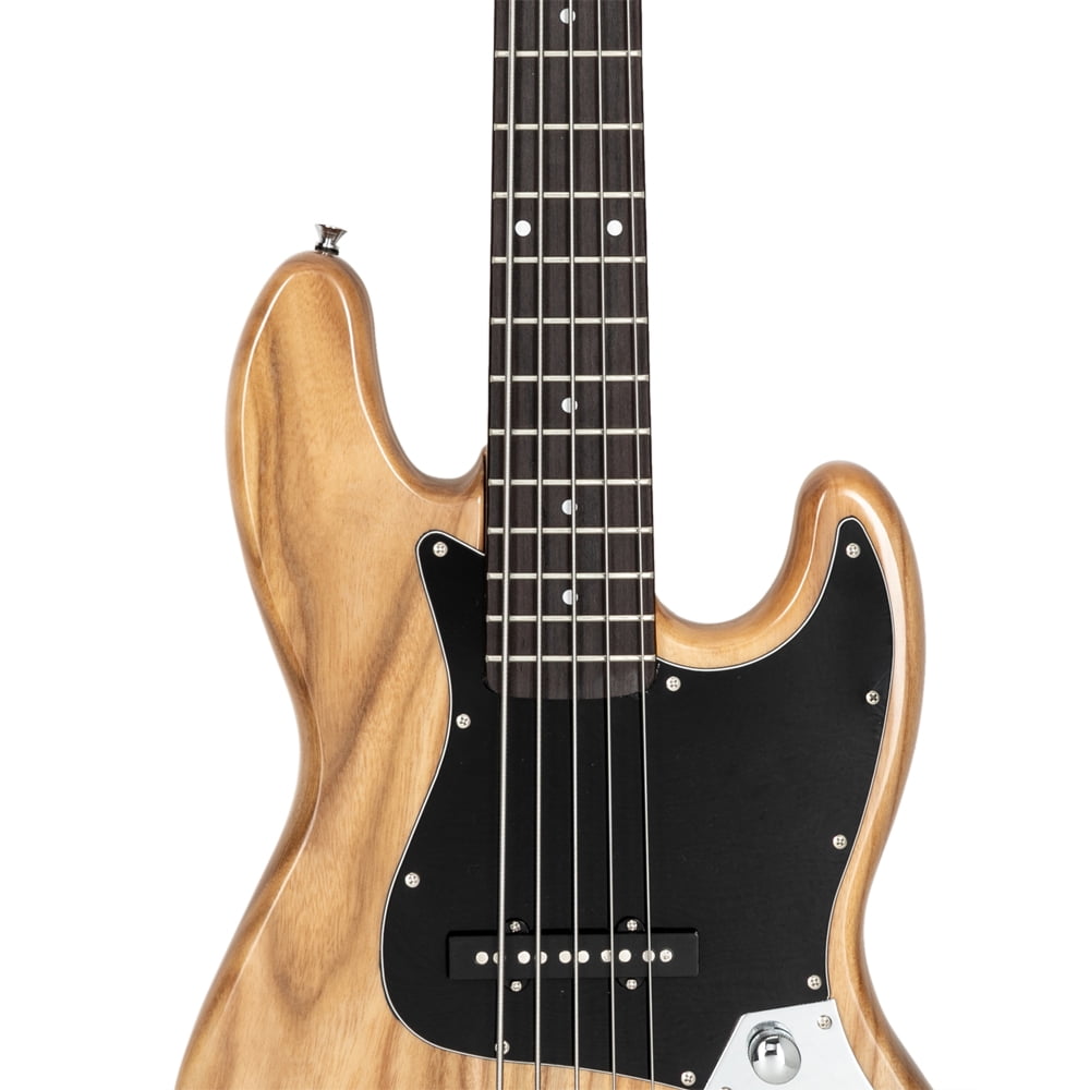 Gjazz Electric 5 String Bass Guitar Full Size Bag Strap Pick Connector Wrench Tool Burlywood