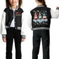 thumbnail image 4 of Staki Christmas Varsity Jacket Toddler Girls Hoodie Cotton Casual Christmas Graphic Sweatshirt Lightweight Outerwear(Black,13-14 Years), 4 of 7
