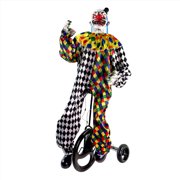 Haunted Hill Farm 5.9 ft Voice & Sound-Sensor Clown on Tricycle Halloween Animatronic, HHTRIBKCLOWN-1FLSA