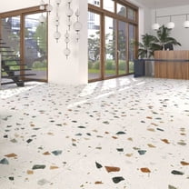 The Tile Life Terrazzo 24" x 24" White Multi Matte Porcelain Floor and Wall Tile, Case of 4