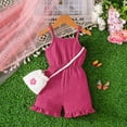 thumbnail image 2 of Bubble Romper Baby Girl Baby Girls Summer Solid Sleeveless Overalls Breathable Soft Fashion Casual Jumpsuit Baby Bubble Romper Hot Pink 12 Months-18 Months, 2 of 5