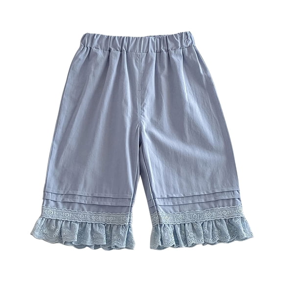 Generic Toddler Girl Long Shorts Y2K Lace Trim Pettipants Baby Cute Ruffle Hem Baggy Bloomers Boho Flowy Summer Wide Leg Gauze Shorts