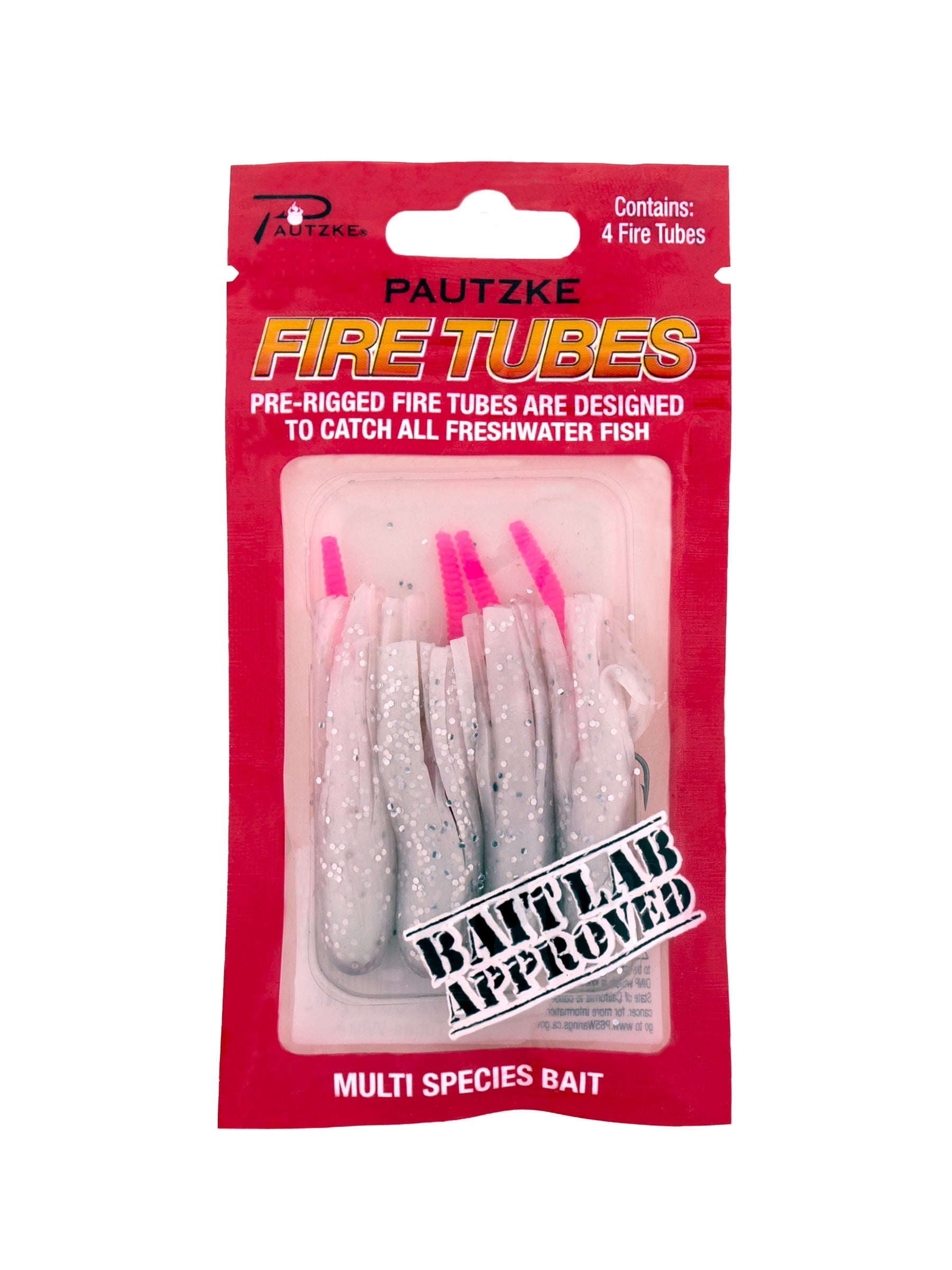 (2 pack) Pautzke Fire Tubes White Multi-Species Fishing Lure with Hooks