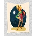 thumbnail image 1 of Music Tapestry, Cheerful Poor Peasant with Plaid Shirt and Patched Pants Playing Accordion in Night, Wall Hanging for Bedroom Living Room Dorm Decor, 40W X 60L Inches, Multicolor, by Ambesonne, 1 of 2