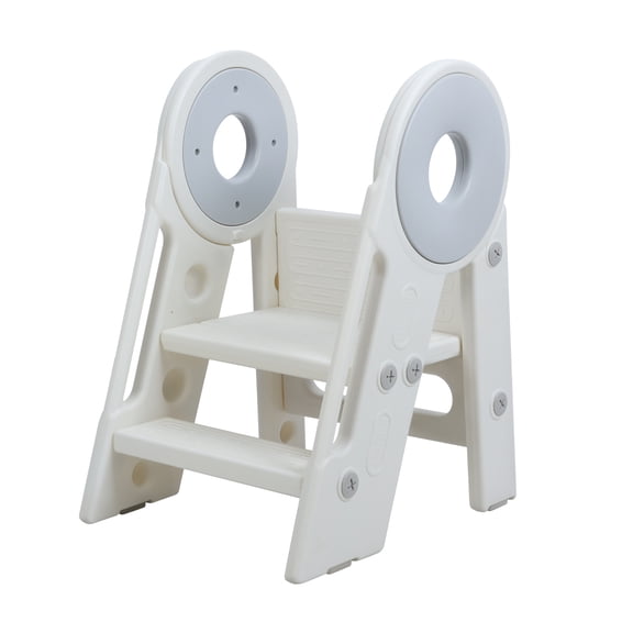 Zxareky Foldable Kitchen Step Stool, Non-Slip Bathroom Sink Step Stool with Flip-up Pedal