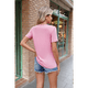 thumbnail image 5 of Blusa Plisada de Cuello Redondo para Mujer, Informal, Holgada, de Corta, Color Rosa, Talla L, 5 of 6