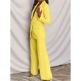 thumbnail image 2 of Pants Suits for Women Dressy 2 Piece Business Casual Lapel Long Sleeve Open Front Blazer Pants Suit Set Yellow M, 2 of 6
