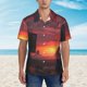 thumbnail image 2 of Balery Sunset Western Desert Cowboy Camisas hawaianas de manga corta para hombre, camisas playeras de corte holgado, camisas de vacaciones con botones,Small, 2 of 7