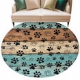 thumbnail image 6 of Aqua Brown Round Rug 7ft Washable Circle Rugs Non Slip Rustic Farmhouse Dog Paw Vintage Large Area Rug Indoor Floor Carpet for Bedroom Kitchen Living Room Home Office Dining Room Nursery, 6 of 8