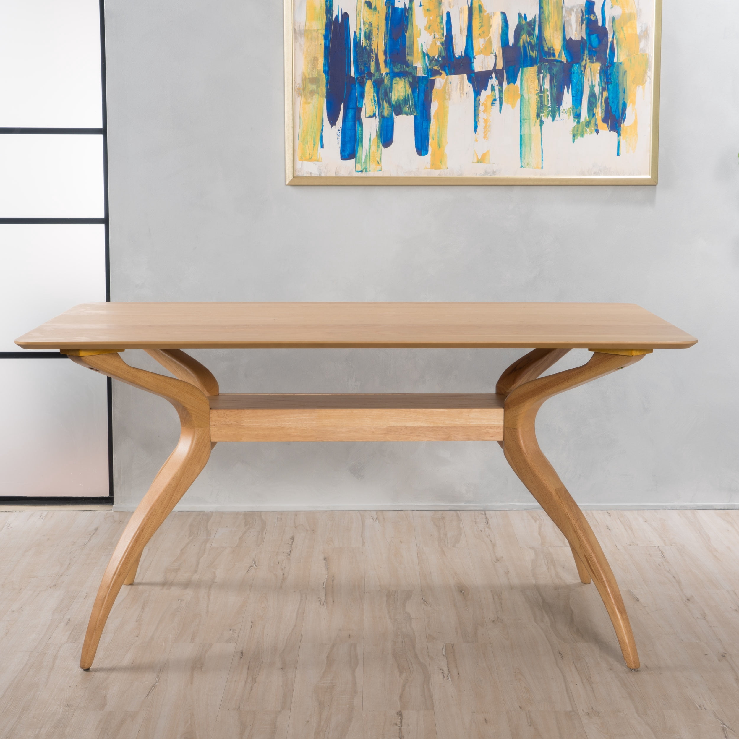 Noble House Lydia Mid-Century Modern 5 Piece Dining Set, Green Tea and Natural Oak
