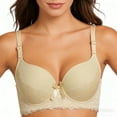 thumbnail image 7 of Womens Lace Bras Underwired Bra with Support Breathable Floral Bralettes Everyday Lingerie Plus Size Full Coverage Bra Beige 40, 7 of 7