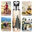 thumbnail image 7 of Yayeee 33oz Insulated Water Bottle Double Wall Stainless Steel with Flip Straw Lid, Beige Christmas Trees, 7 of 7