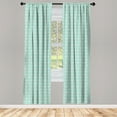 thumbnail image 3 of Ambesonne Geometric Curtains, Floral Motifs Squares Art, Pair of 28"x84", Seafoam and Champagne, 3 of 5
